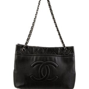 Chanel Timeless Soft Shopper Tote Black Leather with Chain Strap